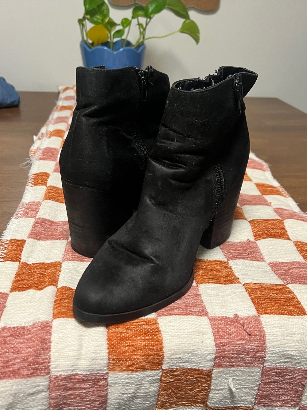 Women's Black Suede Ankle Boots - Stylish Block Heel